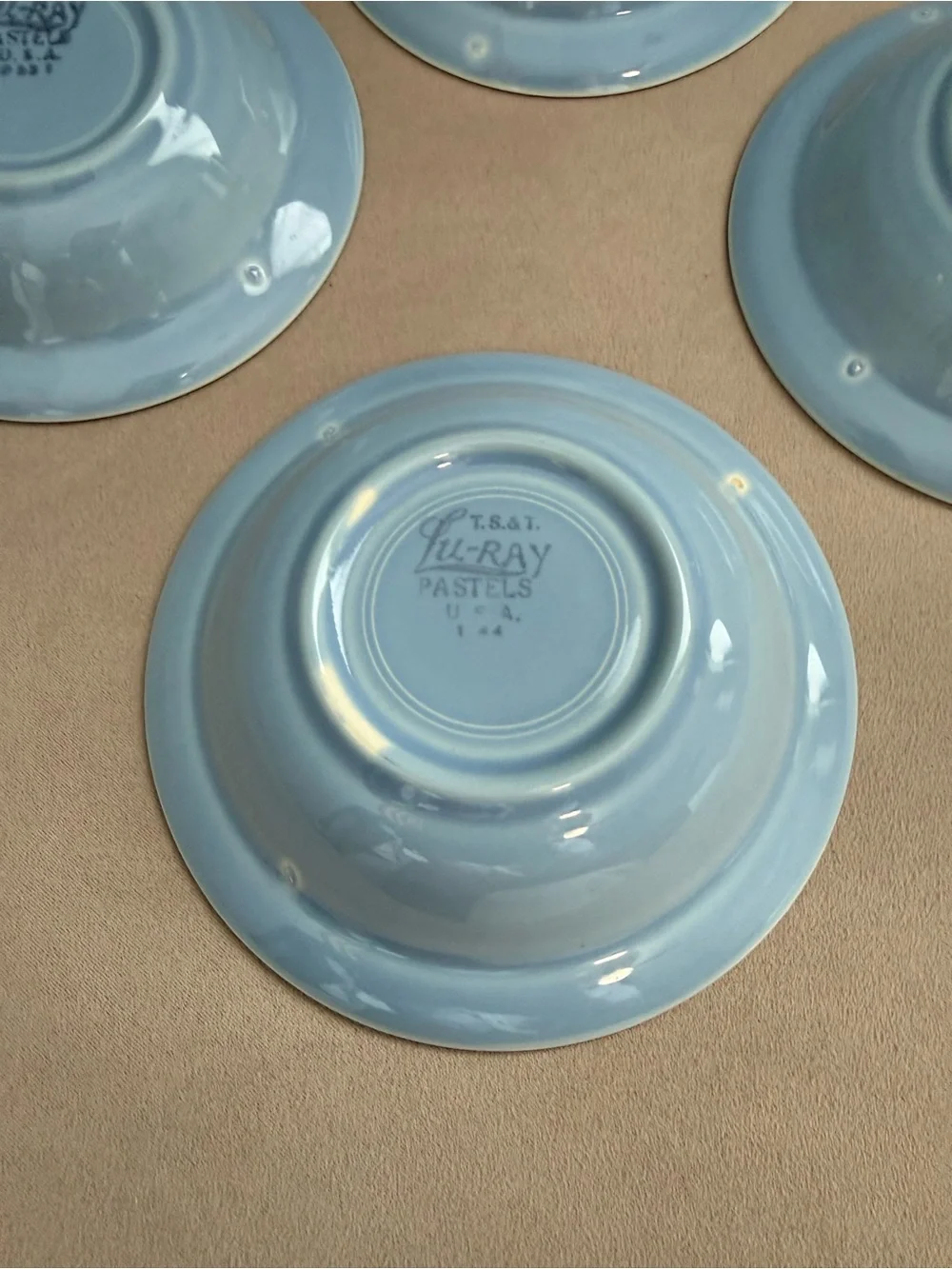 Vintage Lu-Ray Pastels Bowl - Set of 4 - Small Berry Dish Light Blue USA Easter